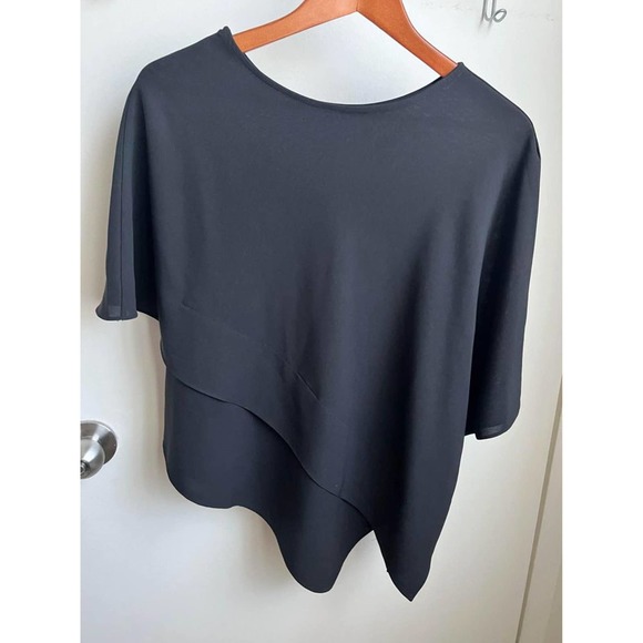 Black Crepe-like Layered Blouse Top - Picture 4 of 4